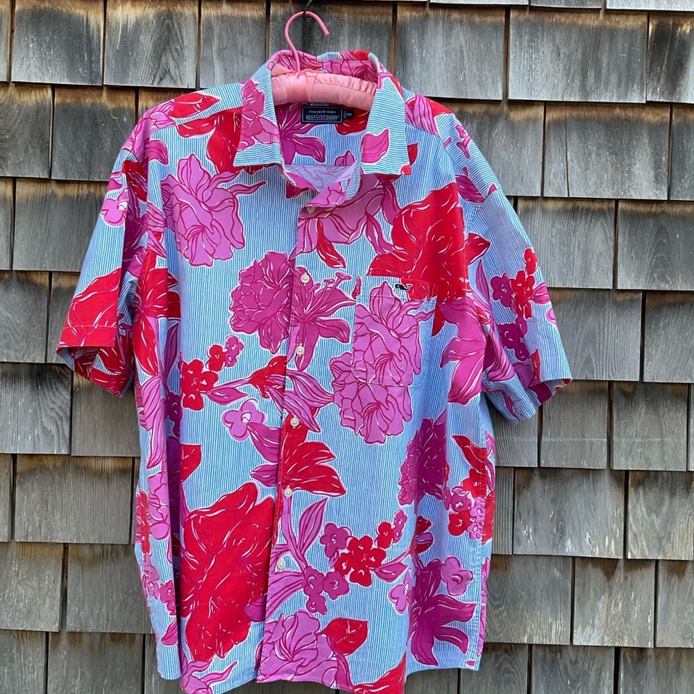 Vineyard Vines Pink and Blue Floral Men's Shirt